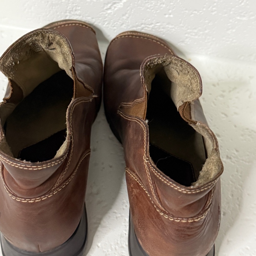 Timberland Brown Leather Ankle Boots Women’s Size 9 Smart Comfort Slip-On - Picture 4 of 16